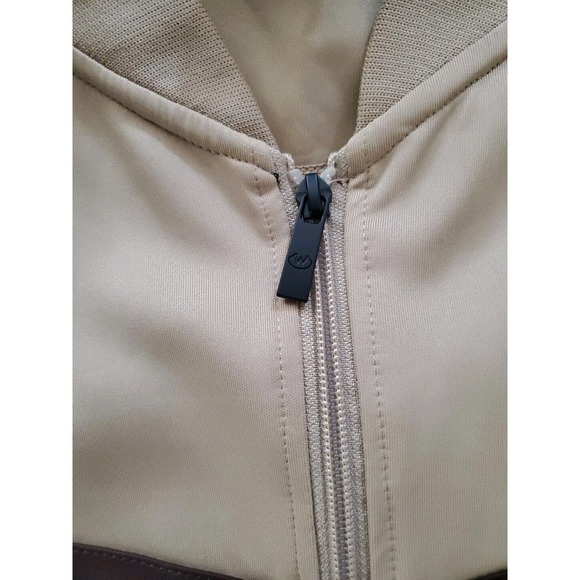 Jian Wang 2XL Men's 2 Pc Retro Zip Up Pockets Beige Striped Trim Track Suit - Picture 3 of 15